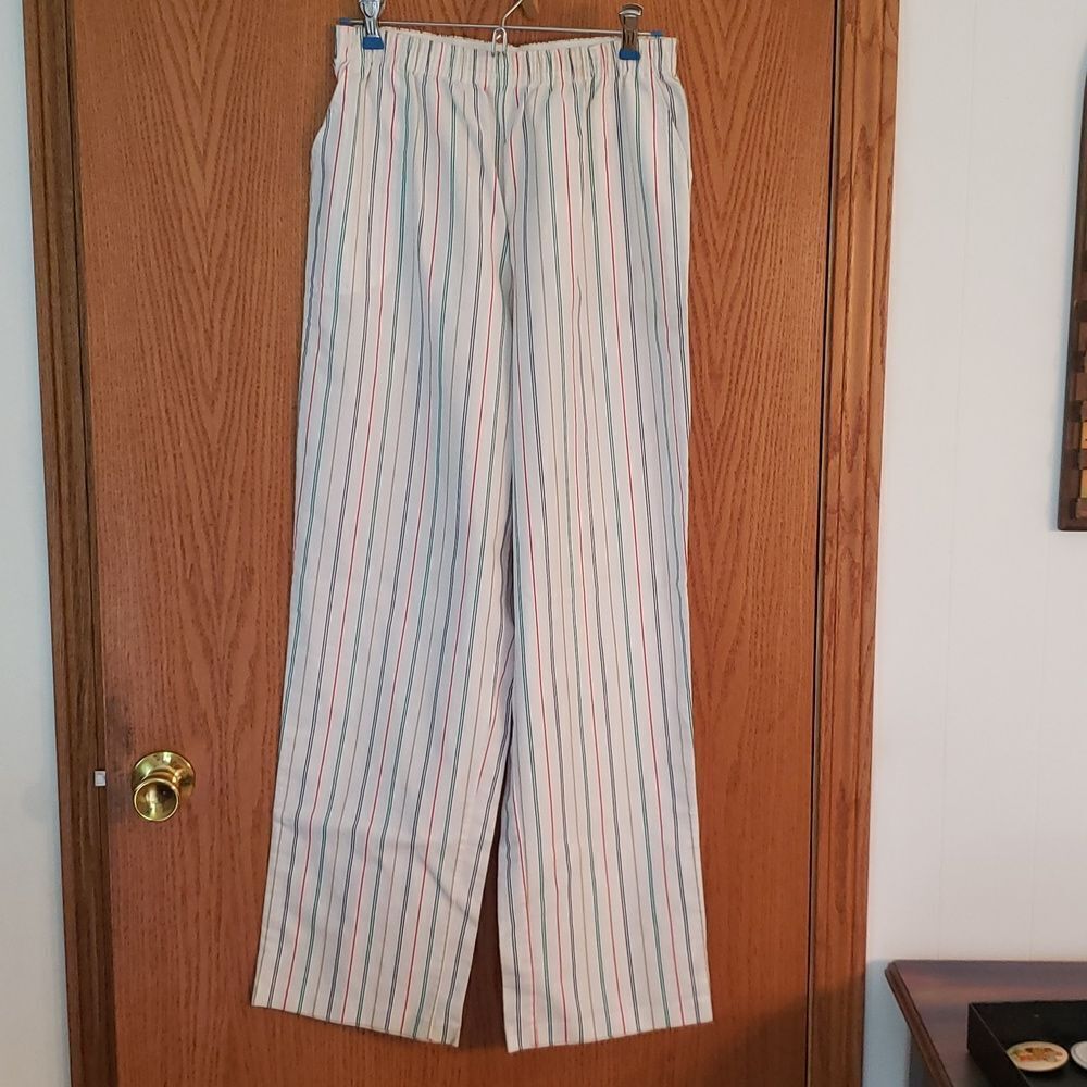 NWOT Vintage 1980s Ladies Striped White Pants Sz 16
